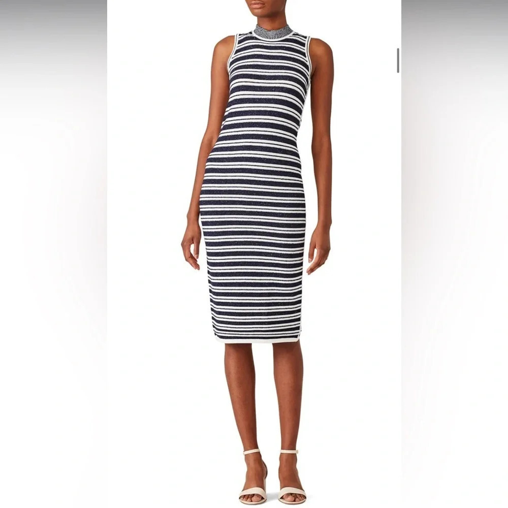 GREY by Jason Wu Bodycon Sweater Dress Black White Striped Knit XS